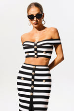 Load image into Gallery viewer, Martha Off-the-Shoulder Hollow Out Slit Bandage Midi Two-Piece Set