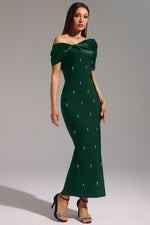 Load image into Gallery viewer, Palez Sleeveless One Shoulder Diamond Bow Bandage Maxi Dress