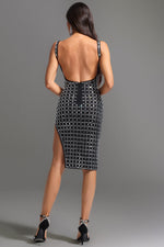 Load image into Gallery viewer, Sabriya V-Neck Sleeveless Halter Diamond Midi Dress