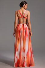 Load image into Gallery viewer, Ierra Sleeveless V-Neck Diamond Maxi Dress