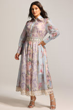 Load image into Gallery viewer, Ruby Long Sleeve Floral Printed Lace Top And Skirt Two-Piece Set