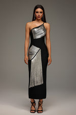 Load image into Gallery viewer, Roanna One Shoulder Sleeveless Tassels Bandage Maxi Dress
