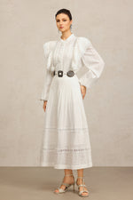 Load image into Gallery viewer, Ditala Long Sleeves Lace Folds Top And Skirt Two-Piece Set