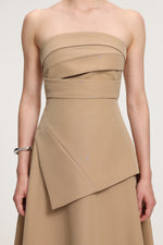 Load image into Gallery viewer, Asymmetric-Draped Crepe Midi Dress