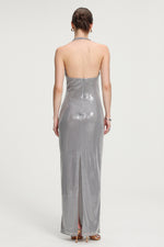 Load image into Gallery viewer, Sequined Halter V-neck Maxi Dress