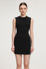 Load image into Gallery viewer, Rhinestone-Lace-Up Crepe Mini Dress