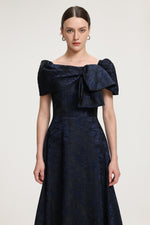 Load image into Gallery viewer, Bow-Detail Jacquard Maxi Dress