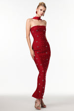 Load image into Gallery viewer, Nesya Sleeveless Pearl Wine Bandage Maxi Dress