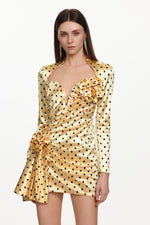 Load image into Gallery viewer, Ridia Romantic Tailored Long Sleeve Pleated Polka Dot Floral Mini Dress