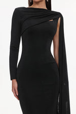 Load image into Gallery viewer, Louxia Elegant Contour One Sleeve Asymmetric Cape Maxi Dress