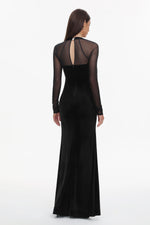 Load image into Gallery viewer, Rae Elegant Contour Long Sleeve High Slit Velvet Maxi Dress