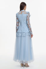 Load image into Gallery viewer, Sabina Long Sleeve Folds Lace Butterfly Top And Skirt Two-Piece Set