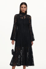 Load image into Gallery viewer, Karsten Resort Flowy Round Neck Long Sleeve Lace Maxi Dress