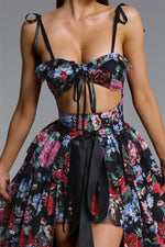 Load image into Gallery viewer, Pale Chic Flowy Halter Cut Out Floral Print Ruffle Maxi Dress