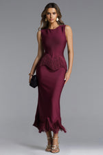 Load image into Gallery viewer, Wenesa Classic Tailored Sleeveless Fringe Bandage Maxi Dress