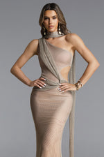 Load image into Gallery viewer, Uabeza Chic Contour One Shoulder Drape Cut Out Maxi Dress