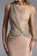 Load image into Gallery viewer, Uabeza Chic Contour One Shoulder Drape Cut Out Maxi Dress