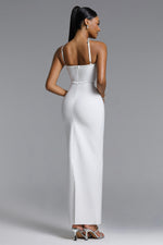 Load image into Gallery viewer, Veronic Glamorous Contour Halter Cut Out Rhinestone Floral Bandage Maxi Dress