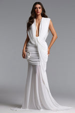 Load image into Gallery viewer, Glenda Chic Contour Ruched Drape Knit Maxi Dress