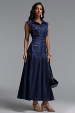 Load image into Gallery viewer, Jouy Elegant Tailored Sleeveless Pleated Maxi Dress