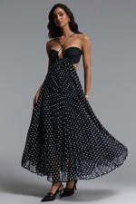 Load image into Gallery viewer, Loka Resort Flowy Sleeveless Cut Out Pleated Polka Dot Woven Maxi Dress
