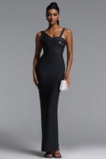 Load image into Gallery viewer, Vla Classic Contour Asymmetric Stripe Bandage Maxi Dress