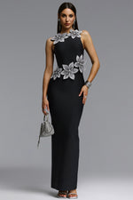 Load image into Gallery viewer, Whetu Elegant Contour Floral Bandage Maxi Dress