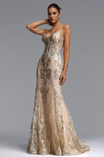 Load image into Gallery viewer, Miriam Elegant Contour V Neck Sequin Maxi Dress