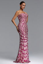 Load image into Gallery viewer, Facia Romantic Contour Strapless Sequin Maxi Dress