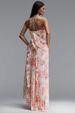 Load image into Gallery viewer, Elleri Resort Flowy Sleeveless Pleated Ruffle Floral Print Woven Maxi Dress