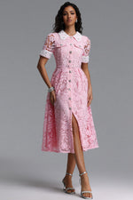 Load image into Gallery viewer, Sagona Classic Tailored Short Sleeve Rhinestone Floral Lace Maxi Dress