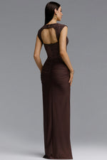 Load image into Gallery viewer, Tabitha Elegant Contour Ruched Lace Maxi Dress