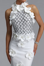 Load image into Gallery viewer, Jacqueline Gorgeous Slim Pearl Floral Bandage Beige Black Maxi Evening Dress