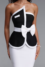 Load image into Gallery viewer, Erica Classic Slim Color Block Black Bandage Crop Top And Mini Skirt Two-Piece Set