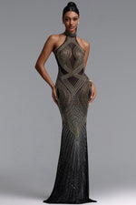 Load image into Gallery viewer, Zelda Gorgeous Halter Sleeveless Rhinestone Stretch Knit Maxi Dress