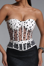 Load image into Gallery viewer, Julissa Sexy Fitted Strapless Polka Dot Boned Top