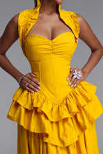 Load image into Gallery viewer, Shea Elegant Waist-Cinched Halter Neck Ruffled Maxi Dress