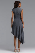 Load image into Gallery viewer, Tadeo Chic Contour Sleeveless Diagonal Stripes Asymmetric Hem Knit Midi Dress