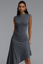 Load image into Gallery viewer, Tadeo Chic Contour Sleeveless Diagonal Stripes Asymmetric Hem Knit Midi Dress