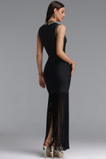 Load image into Gallery viewer, Ensley Stylish Contour High Neck Sleeveless Beaded Tassel Bandage Maxi Dress