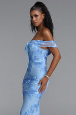 Load image into Gallery viewer, Soraya Romantic Elegant Off The Shoulder Bow Floral Flowy Maxi Dress