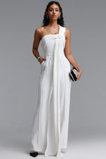 Load image into Gallery viewer, Lexy Elegant One Shoulder Knot Pleated Long Jumpsuit