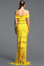 Load image into Gallery viewer, Sylvia Elegant Off Shoulder Beaded Tassel Bandage Maxi Dress