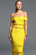 Load image into Gallery viewer, Sylvia Elegant Off Shoulder Beaded Tassel Bandage Maxi Dress