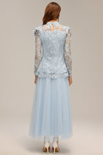 Load image into Gallery viewer, Sabina Long Sleeve Folds Lace Butterfly Top And Skirt Two-Piece Set