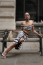 Load image into Gallery viewer, Martha Off-the-Shoulder Hollow Out Slit Bandage Midi Two-Piece Set