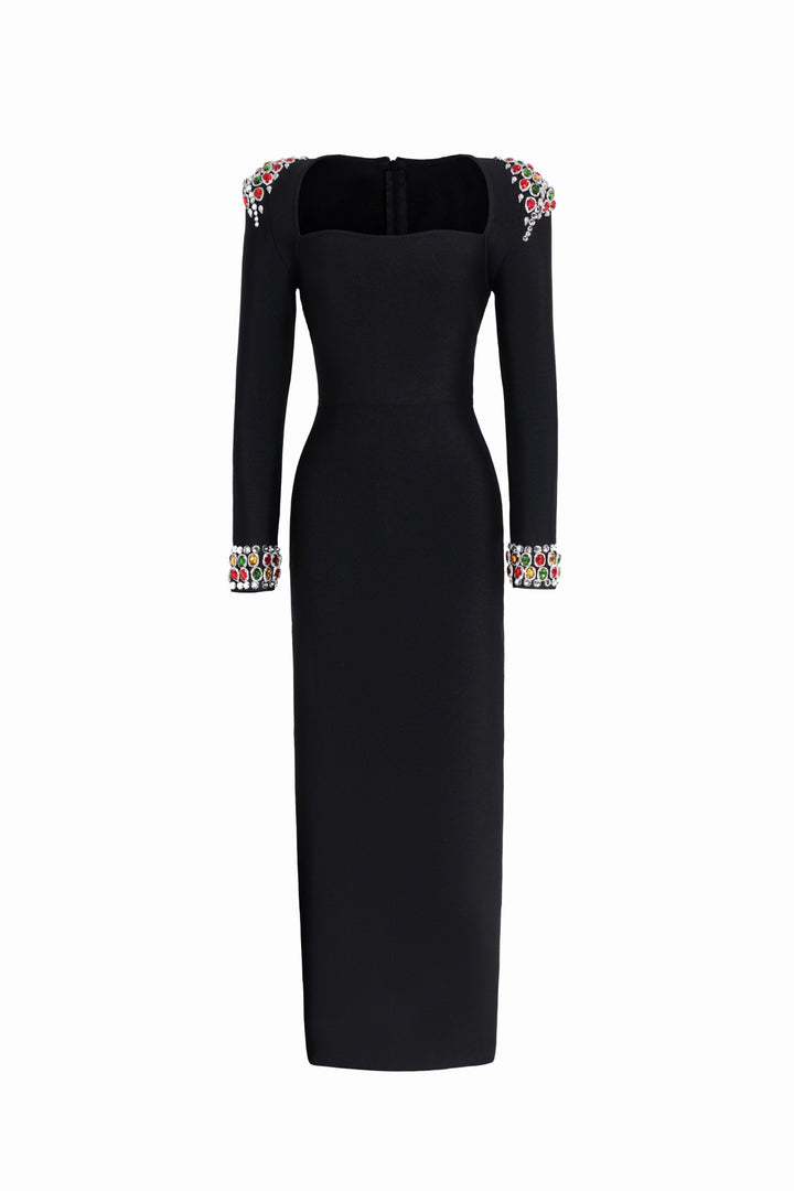 Niaca Rhinestones Bandage Midi Dress