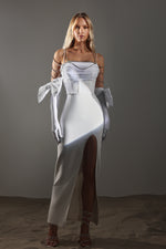 Load image into Gallery viewer, Pola Bow Velvet Diamante Chain Dress