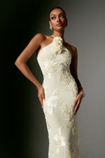 Load image into Gallery viewer, Griselda Flr Halter Embroidery Maxi Dress - White
