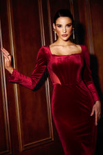 Load image into Gallery viewer, Hatice Long Sleeves Corset Midi Dress